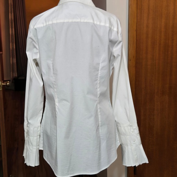 Banana Republic Riley II Tailored Shirt White Pleated Flared Cuff Button Down 8 - Picture 6 of 12